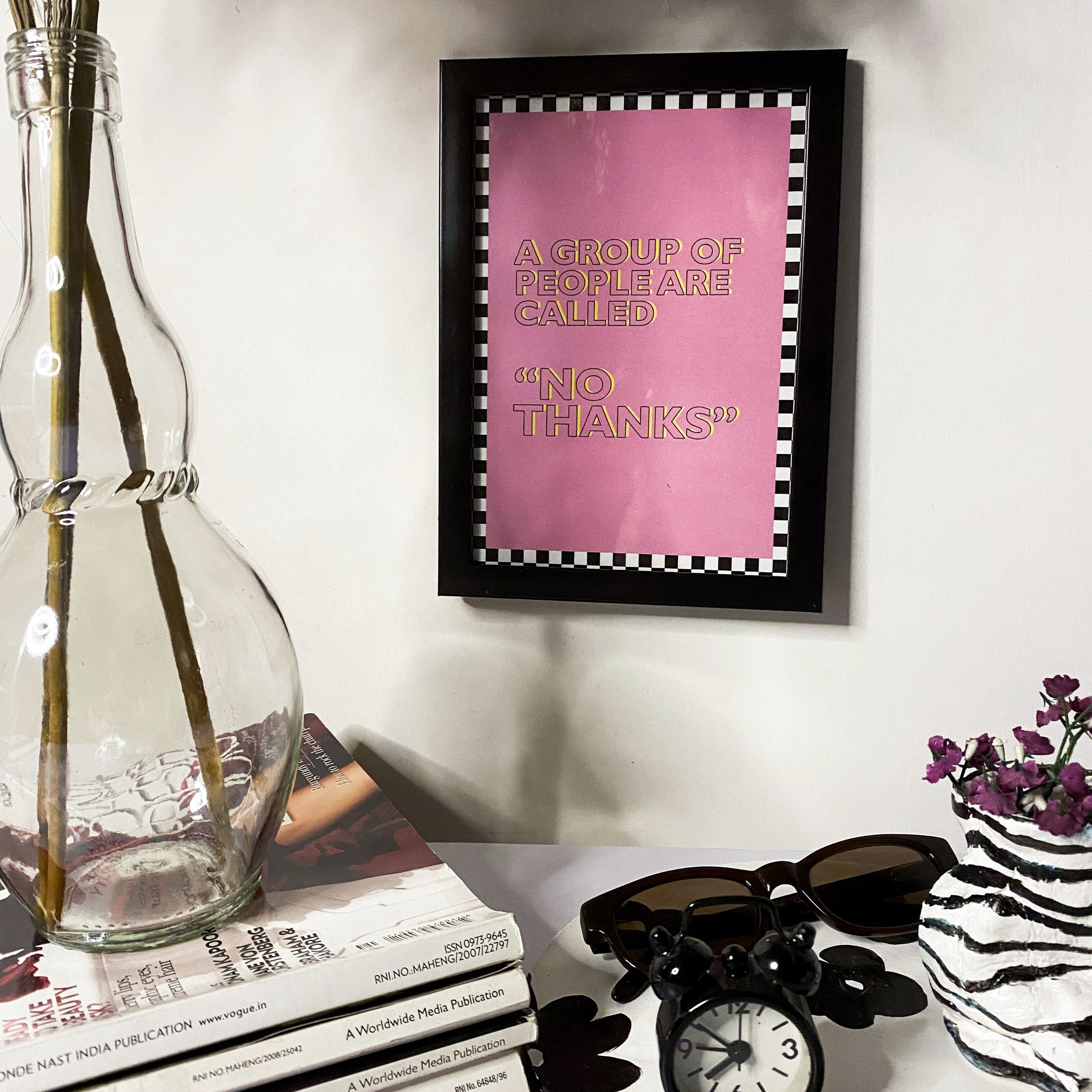 A Group Of People Are Called "No Thanks" Poster framed A5