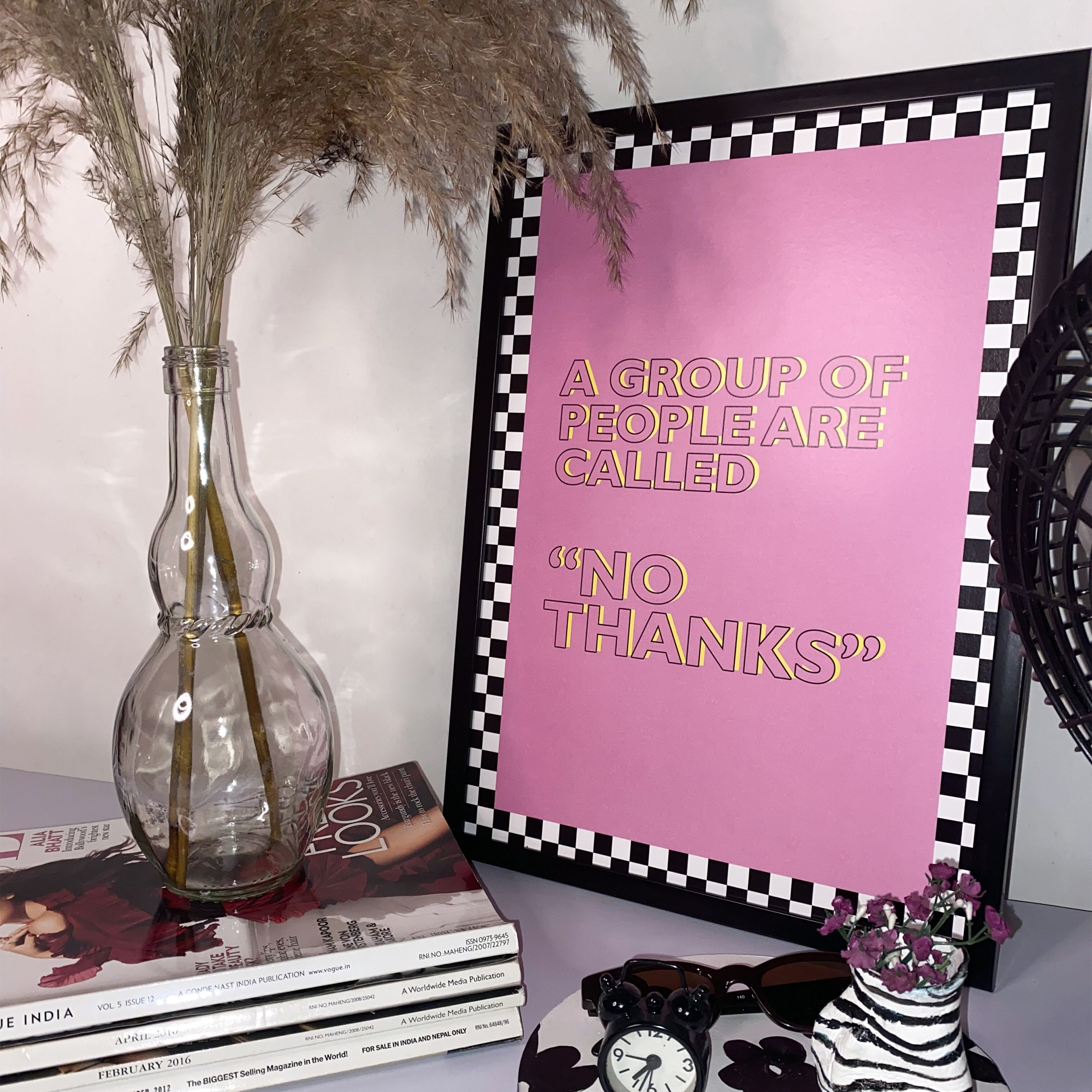 A Group Of People Are Called "No Thanks" Poster framed A3