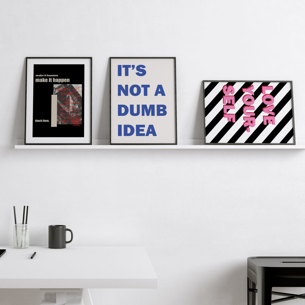 Different framed posters