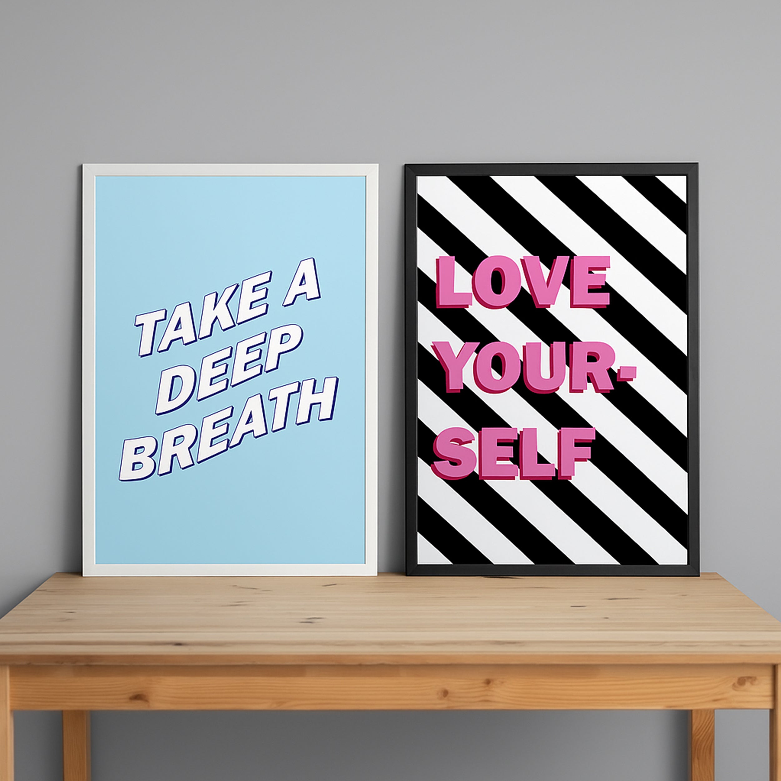 Take A Deep Breath & Love Yourself framed A3 poster