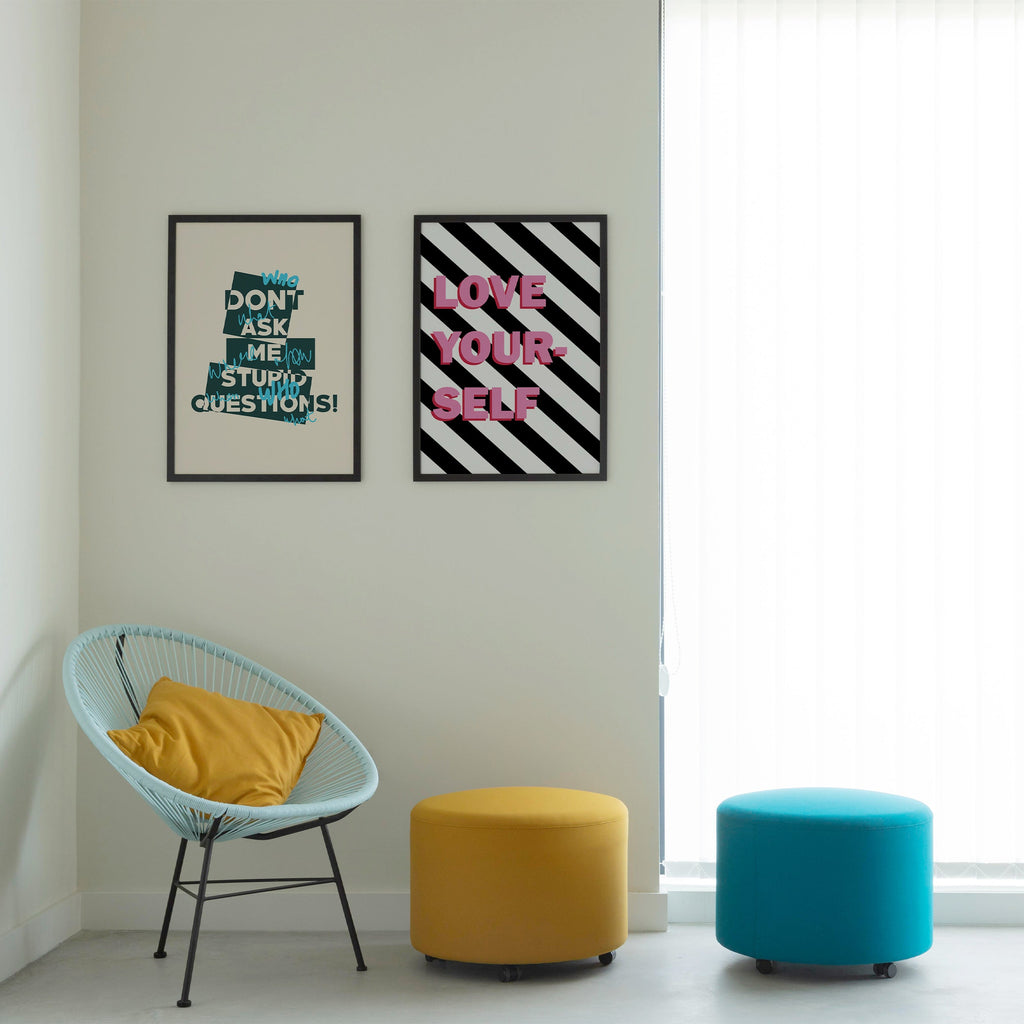 Beige & Black Dont Ask Me Stupid Questions framed A3 poster