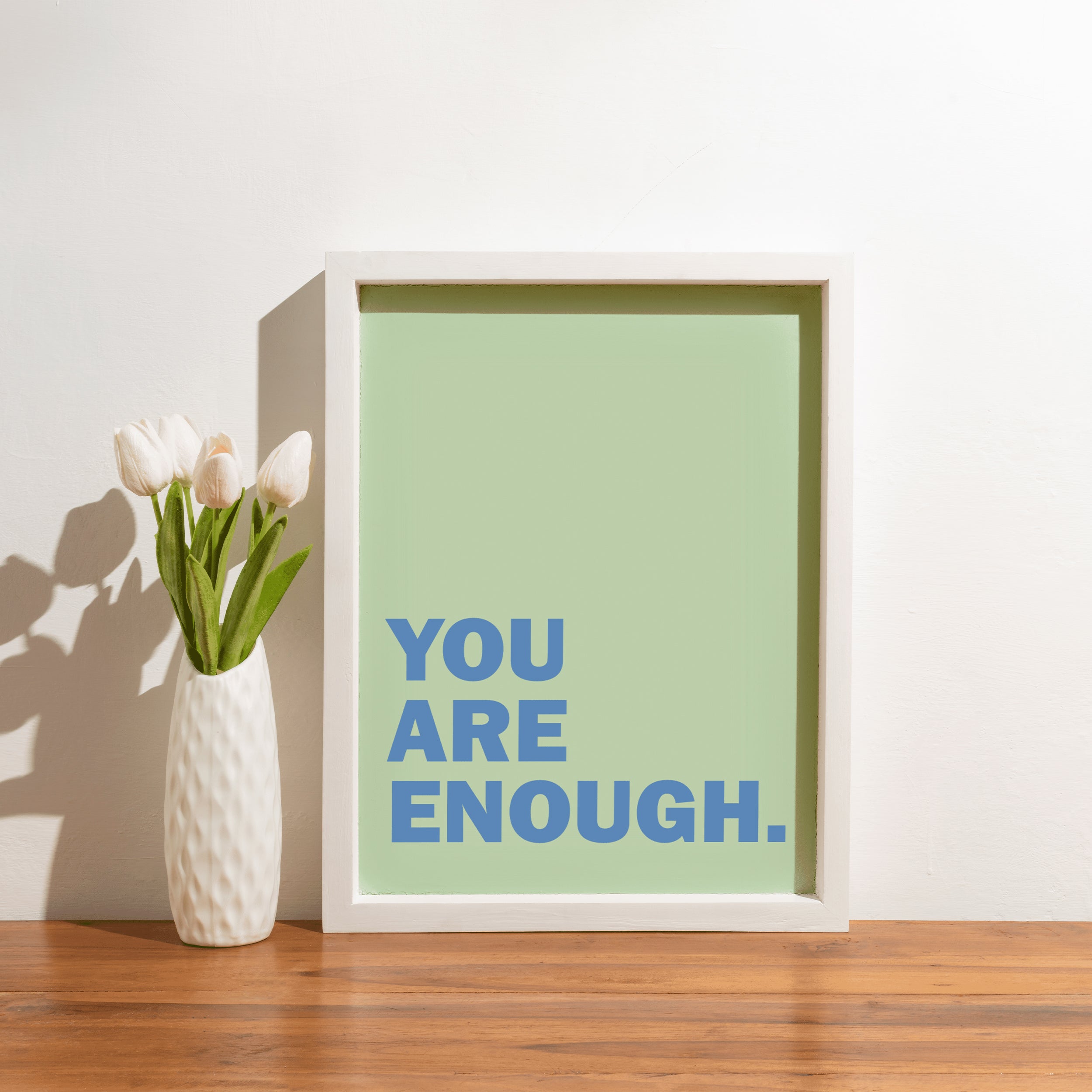 Green & Blue You Are Enough framed A5 poster