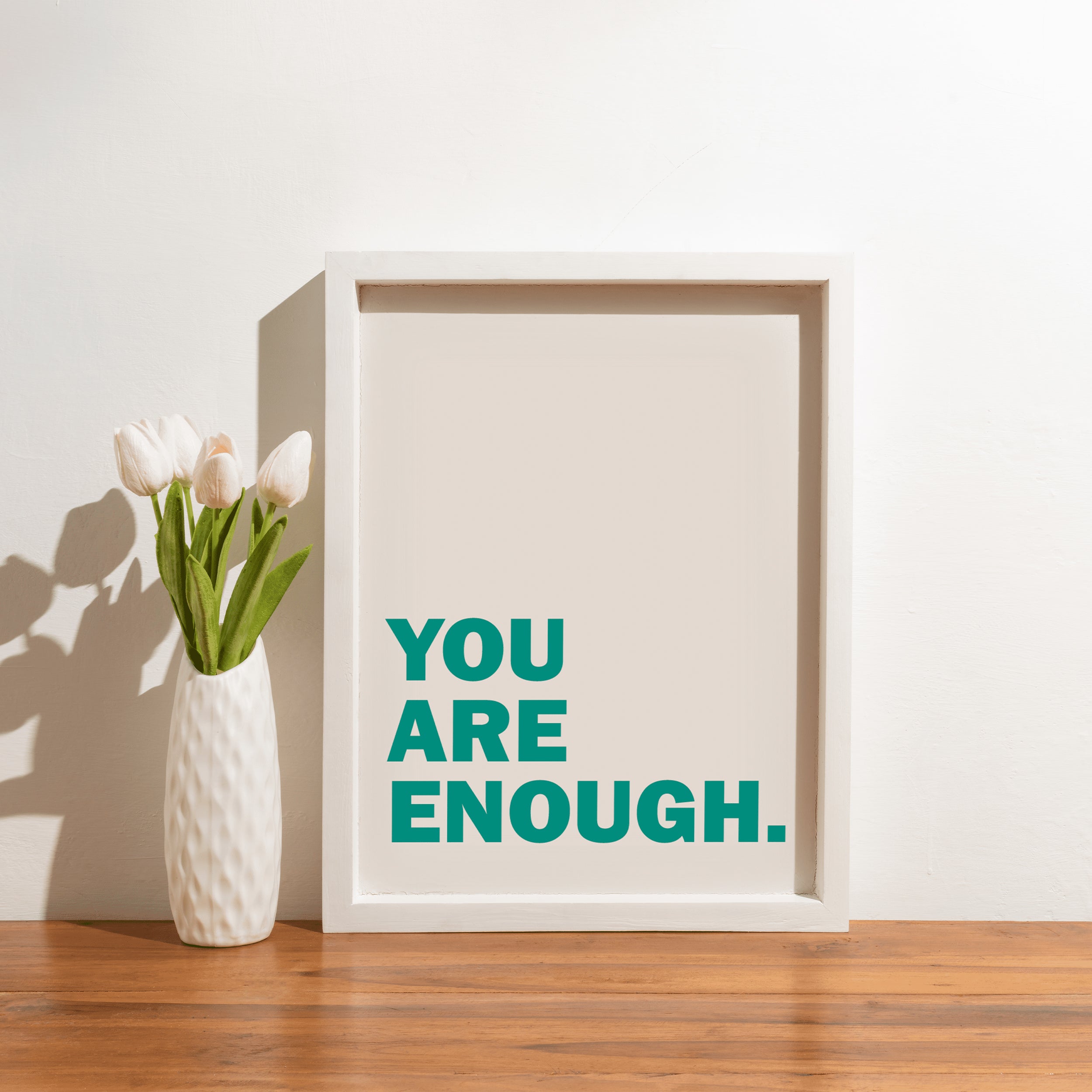 Off-White & Green You Are Enough framed A5 poster