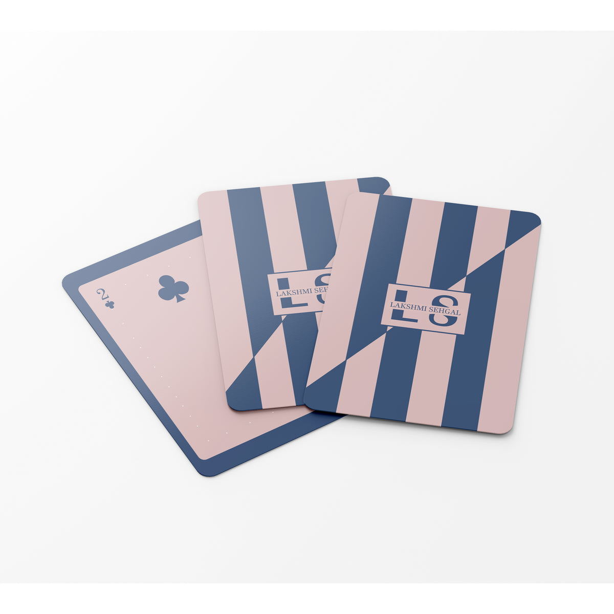 Blue & Pink Slashed Striped 
Personalised Playing Cards