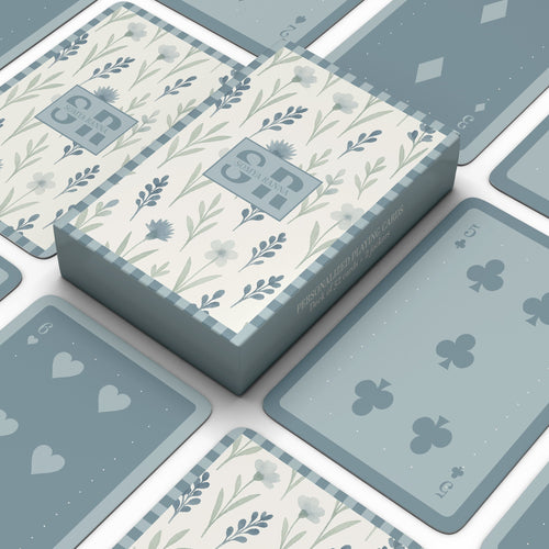 Blue floral personalised playing cards