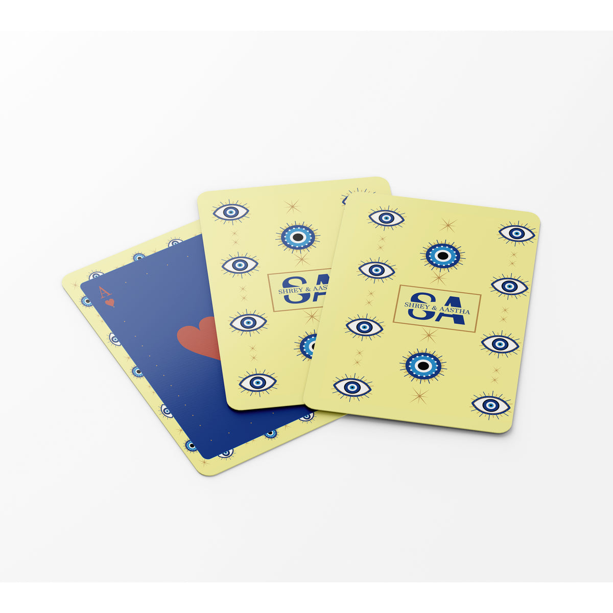 Yellow Evil Eye Personalised Playing Cards
