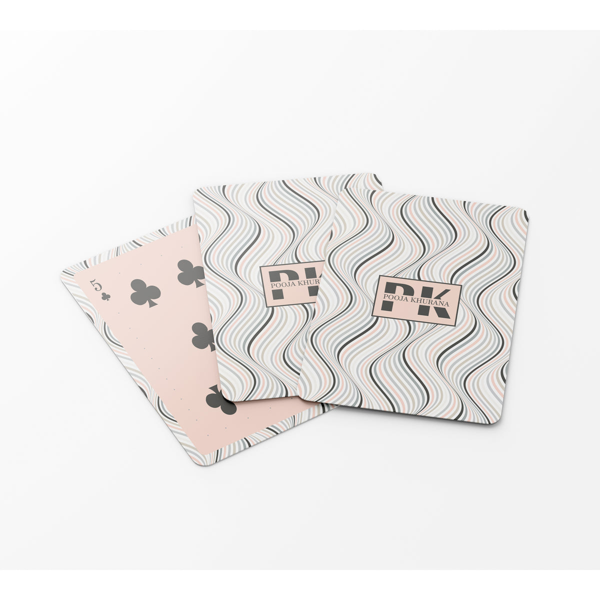 Shades Of Grey Waves Personalised Playing Cards