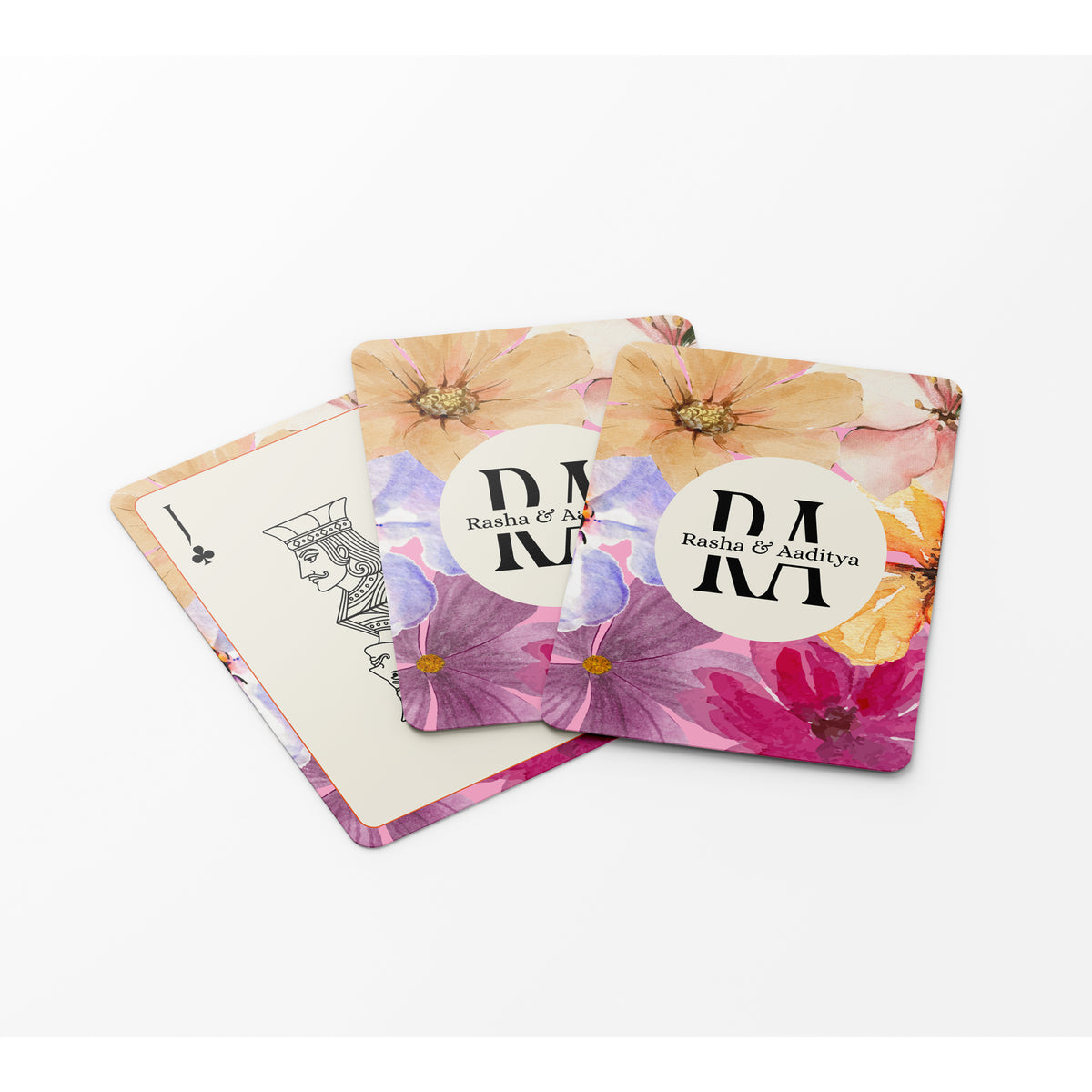 Watercolour Floral Personalised Playing Cards.