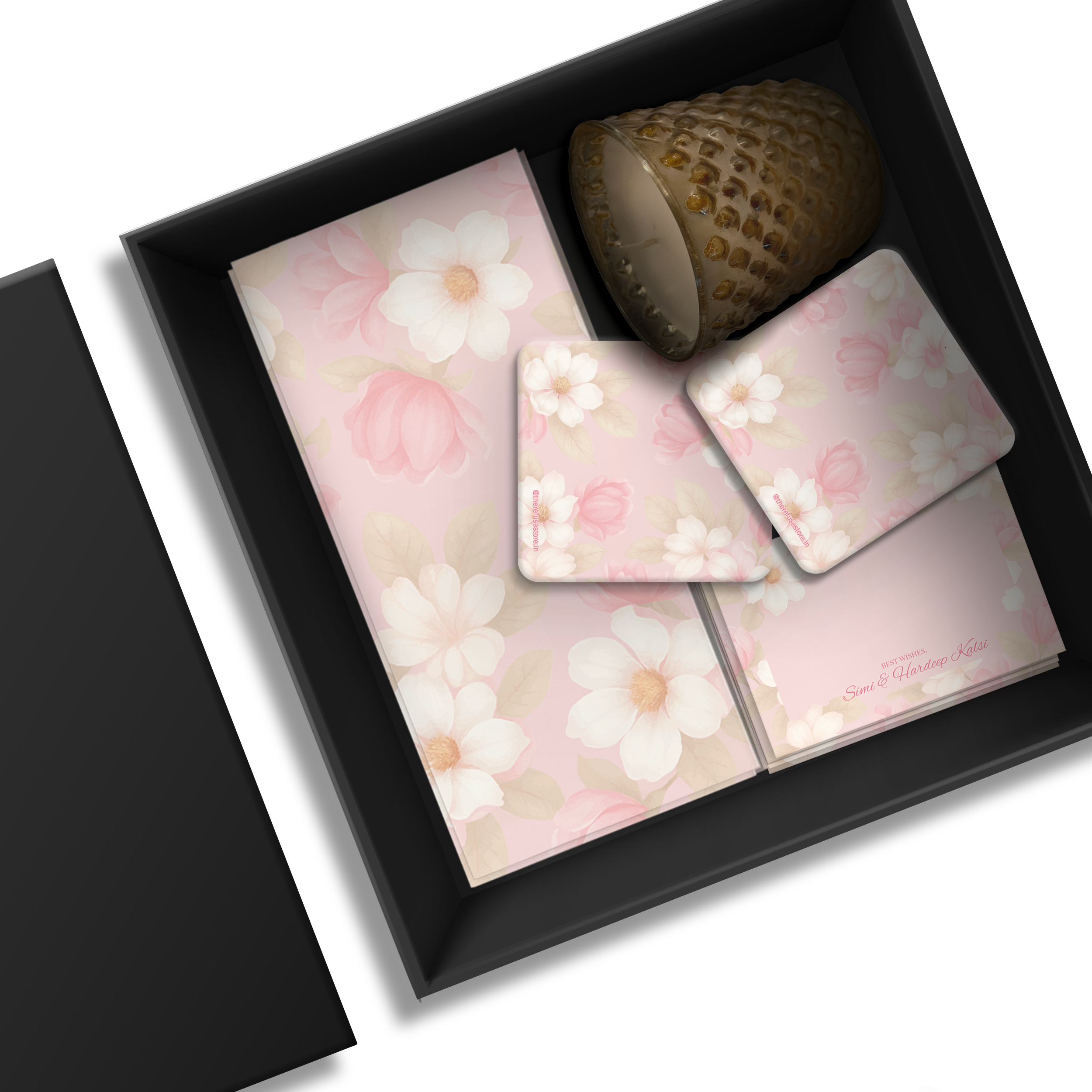 Shades Of Pink Floral Personalised Gifting Midi Set with box