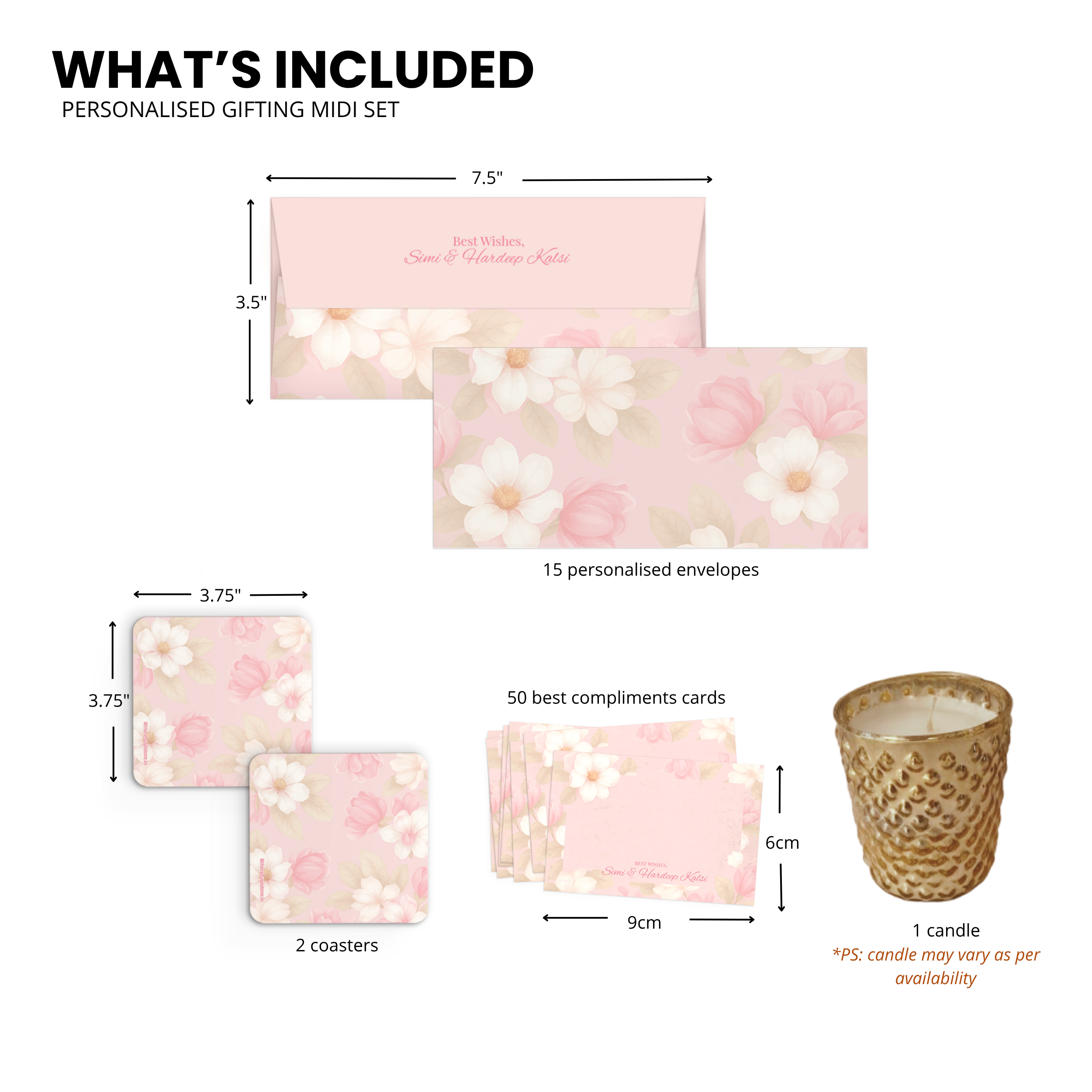 Shades Of Pink Floral Personalised Gifting Midi Set