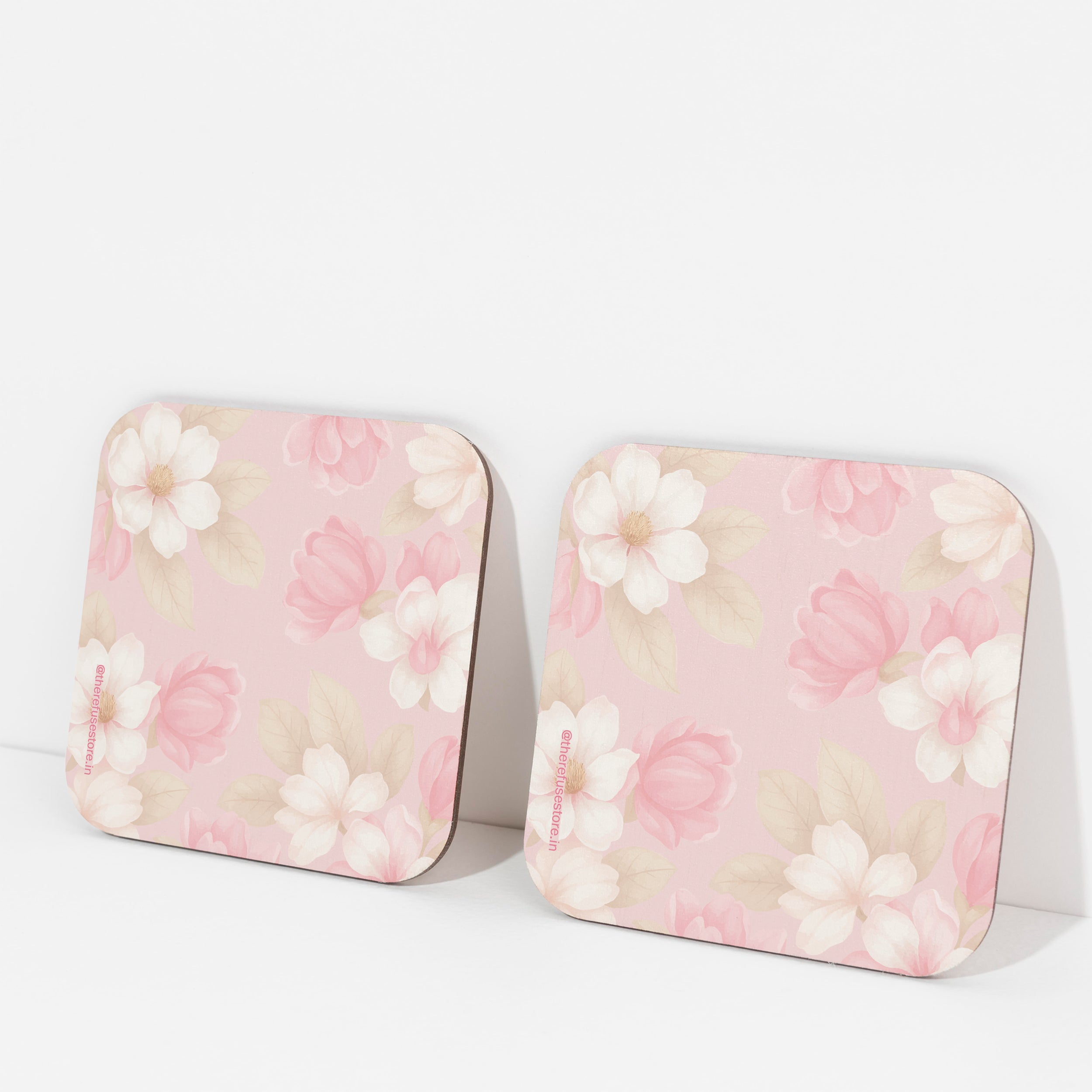 Shades Of Pink Floral Coasters set of 2