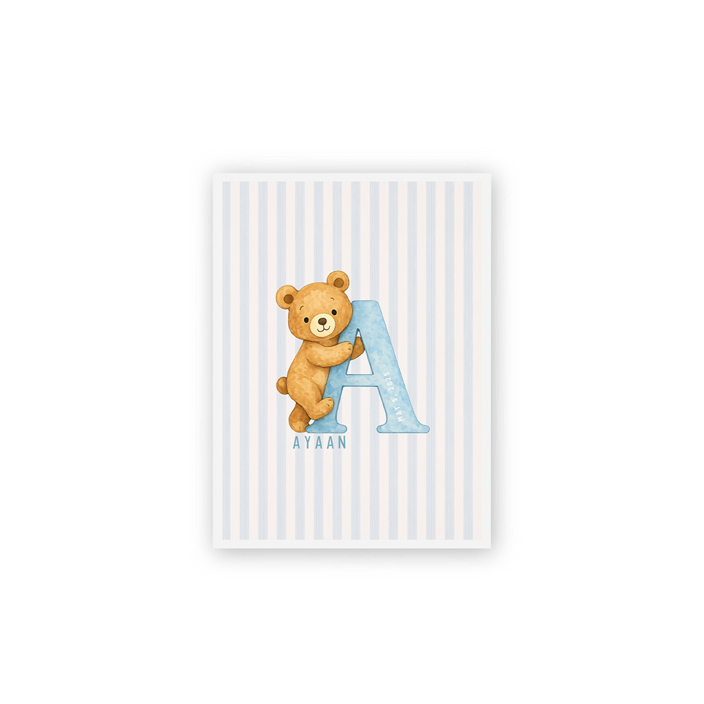 Personalised Baby Boy Name Framed Nursery Poster 