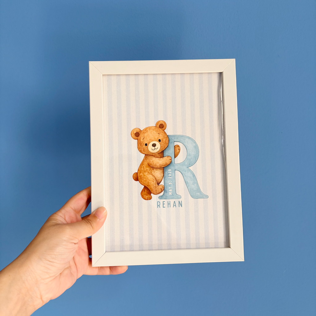 Personalised Baby Boy Name Framed Nursery Poster 