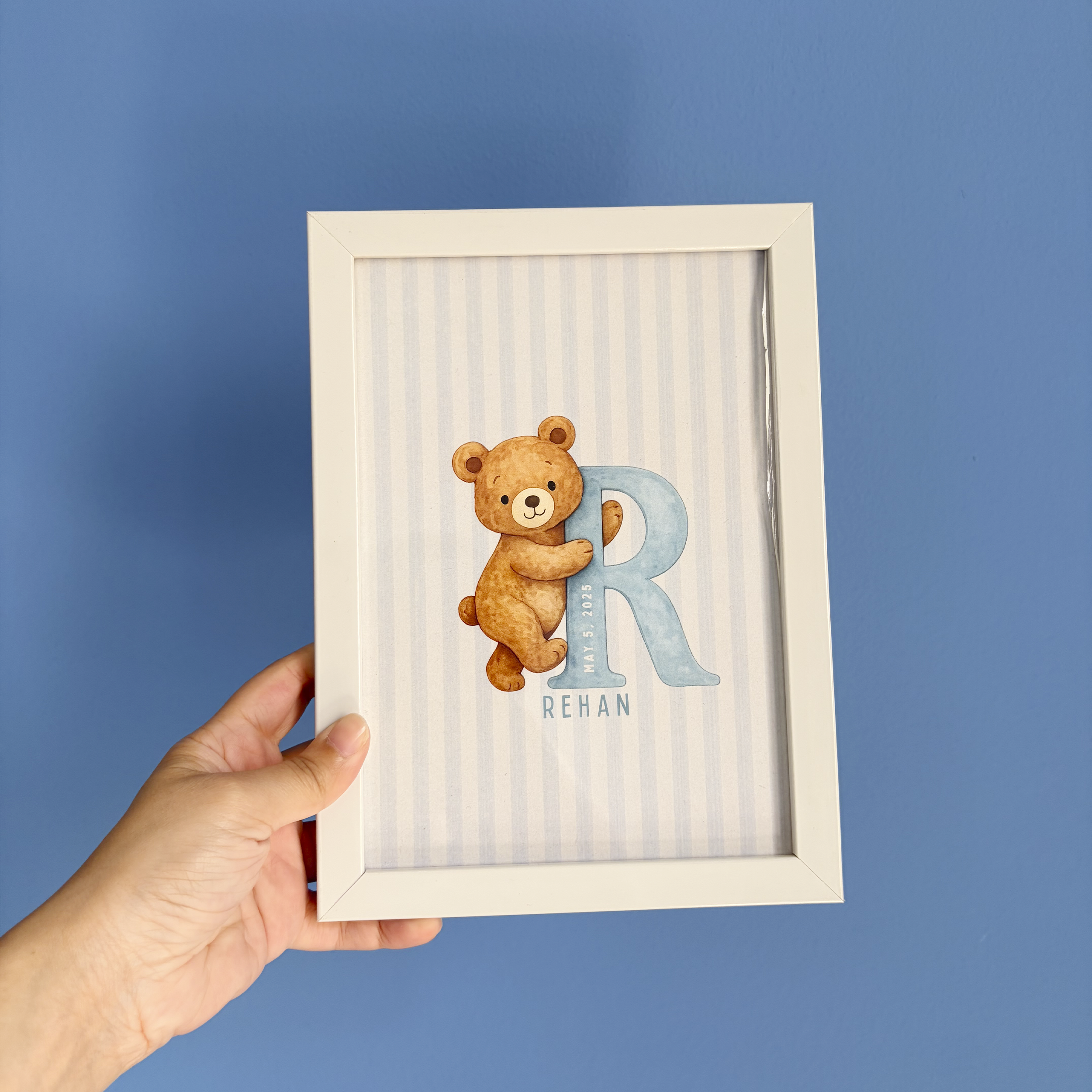 Personalised Baby Boy Name Framed Nursery Poster 
