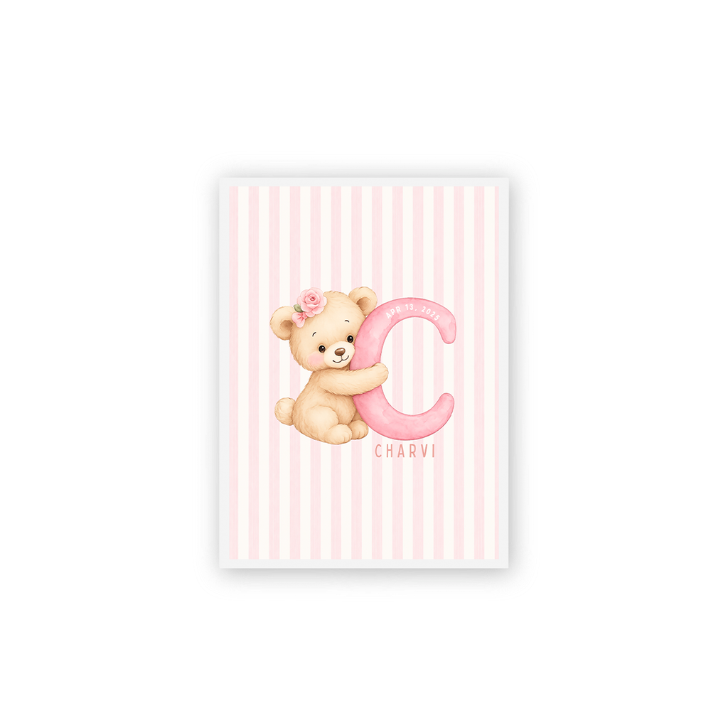 Personalised Baby Girl Name Framed Nursery Poster 