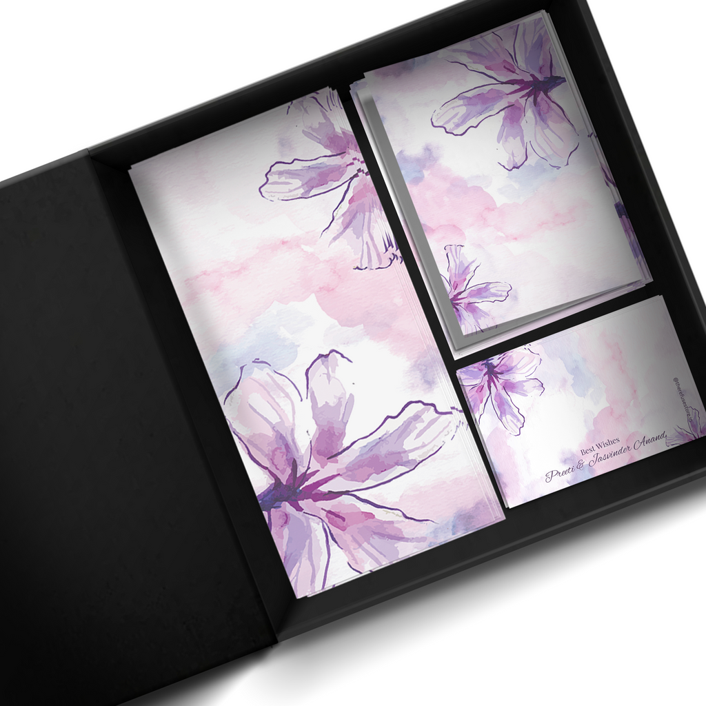 Purple Watercolour Floral Personalised Gifting Mini Set WITH BOX