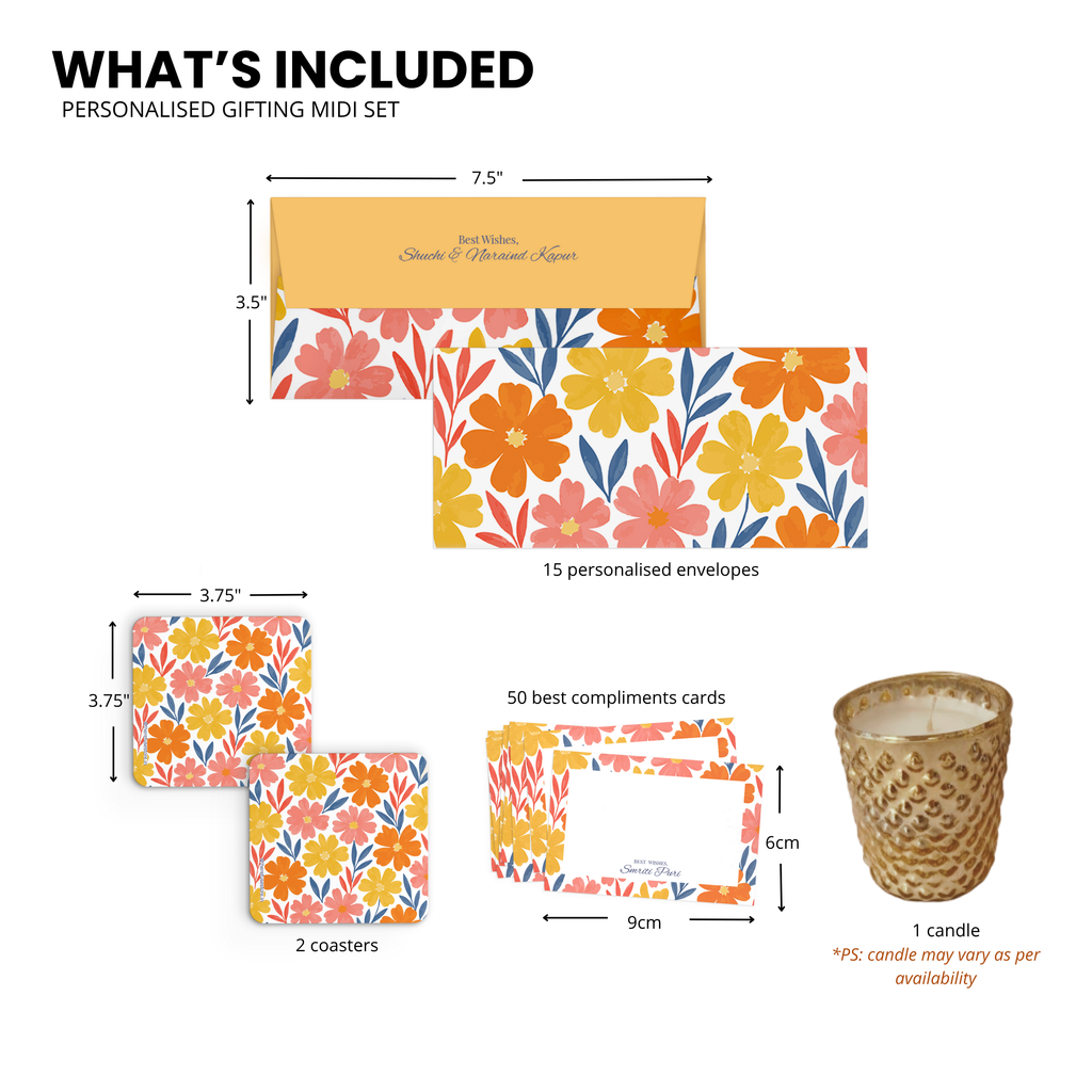 Red & Orange Multi Floral Personalised Gifting Midi Set