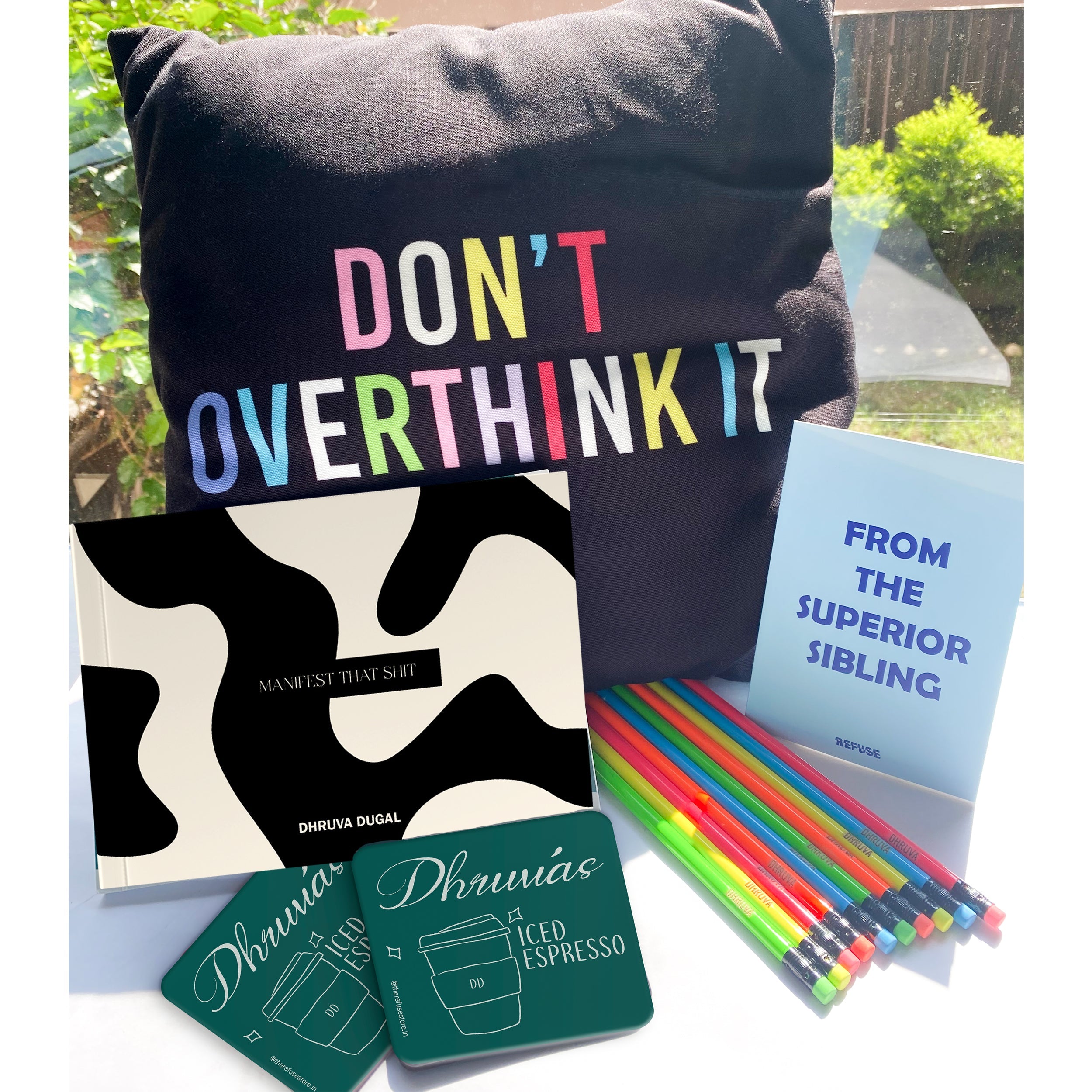 Don't Overthink It Cushion Cover with stationery
