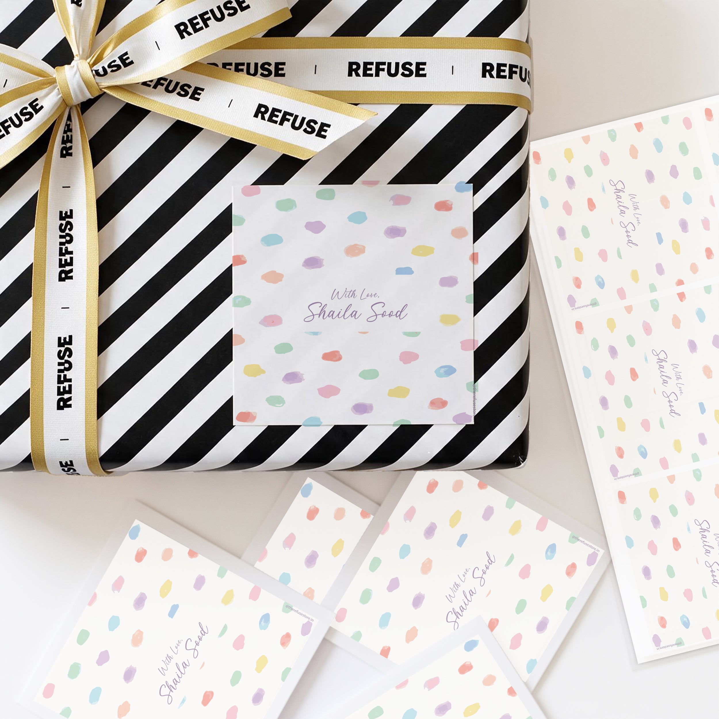 Pastel Polka Dot Personalised Gift Stickers
