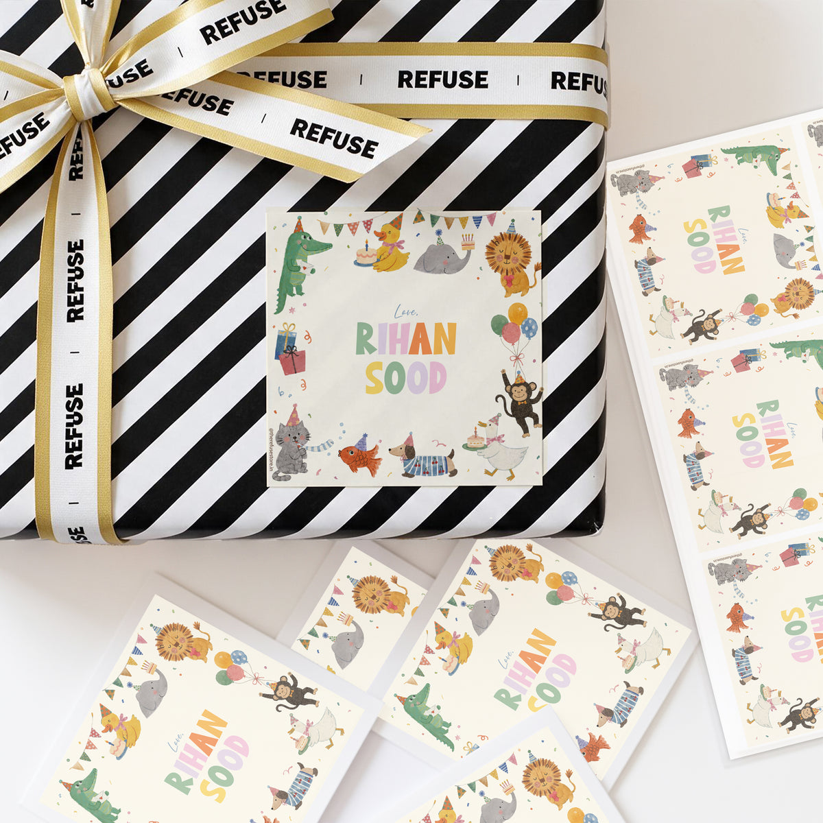 Happy Animals Personalised Kids Gift Stickers
