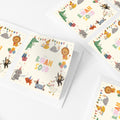 Animal theme personalised stickers with custom name text, shown arranged on a white background.