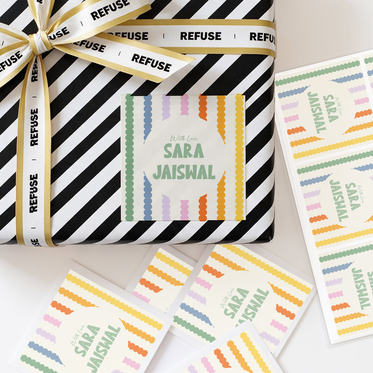 Playful Lines Personalised Gift Stickers