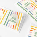 playful lines personalised stickers with custom name text, shown arranged on a white background.