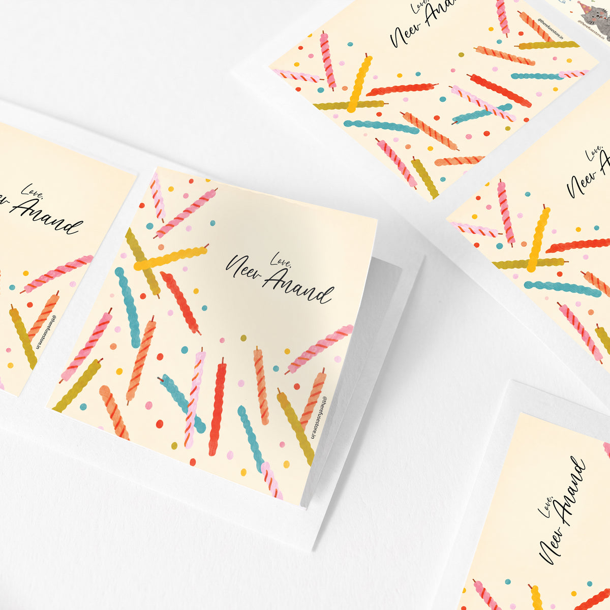 candle theme personalised stickers with custom name text, shown arranged on a white background.