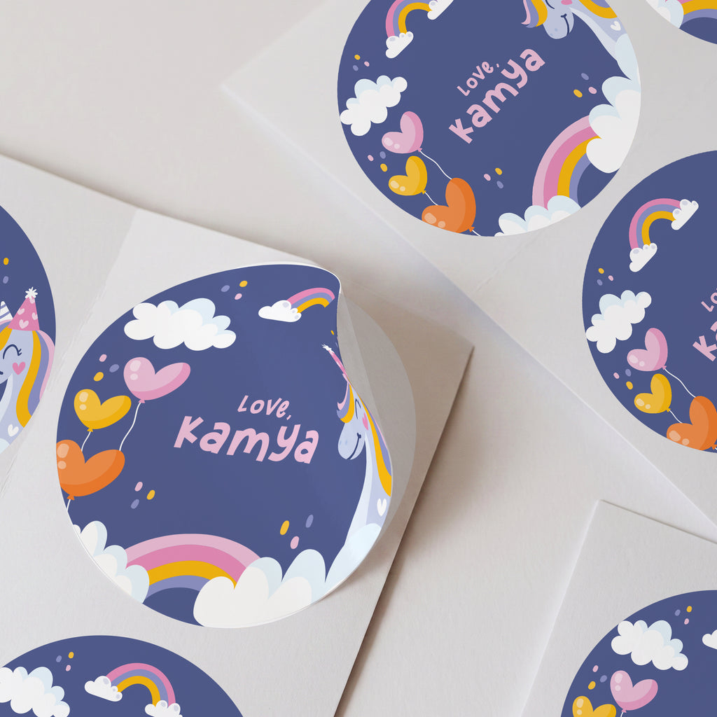 unicron theme personalised stickers with custom name text, shown arranged on a white background.