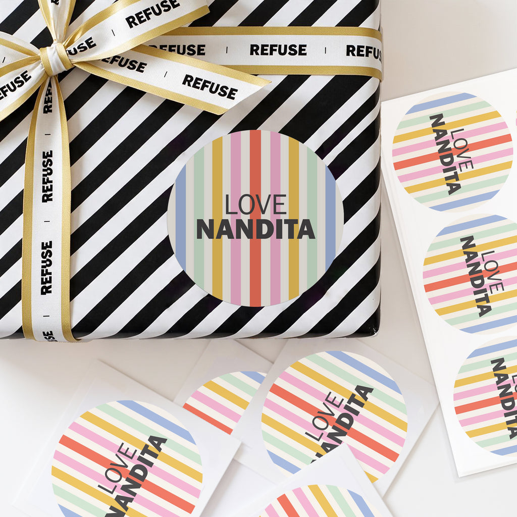 Colourful Stripes Personalised Gift Stickers