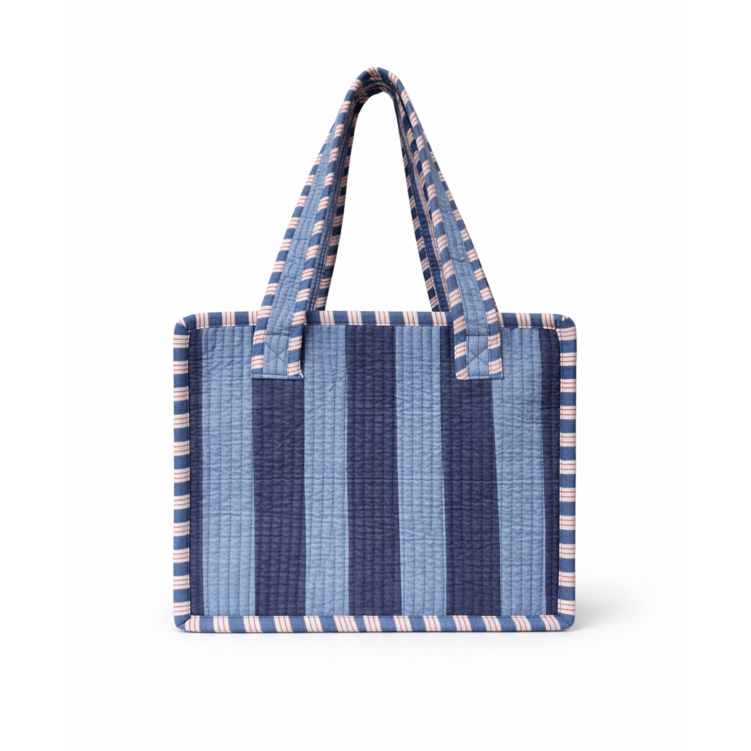 Blue Bold Striped Quilted Mini Tote Bag
