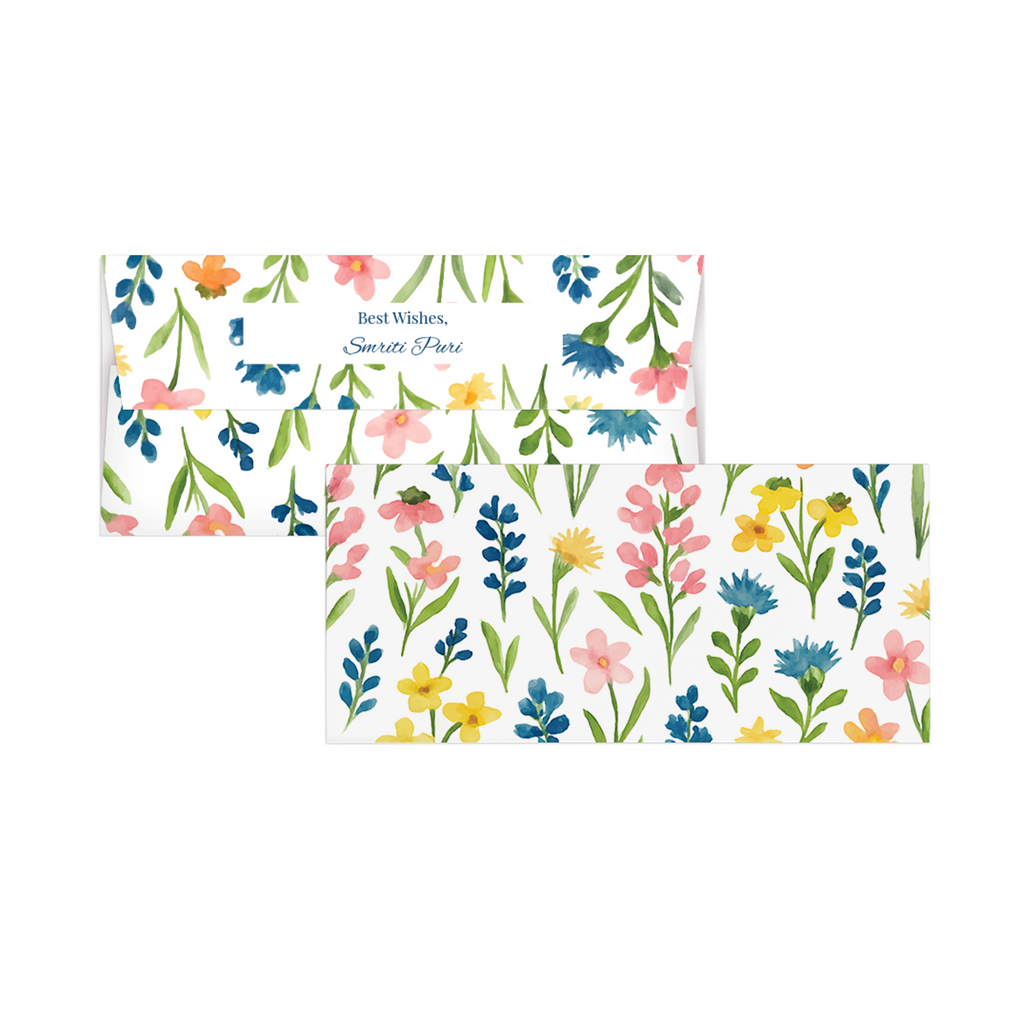 White Multi Floral Personalised Money Envelopes