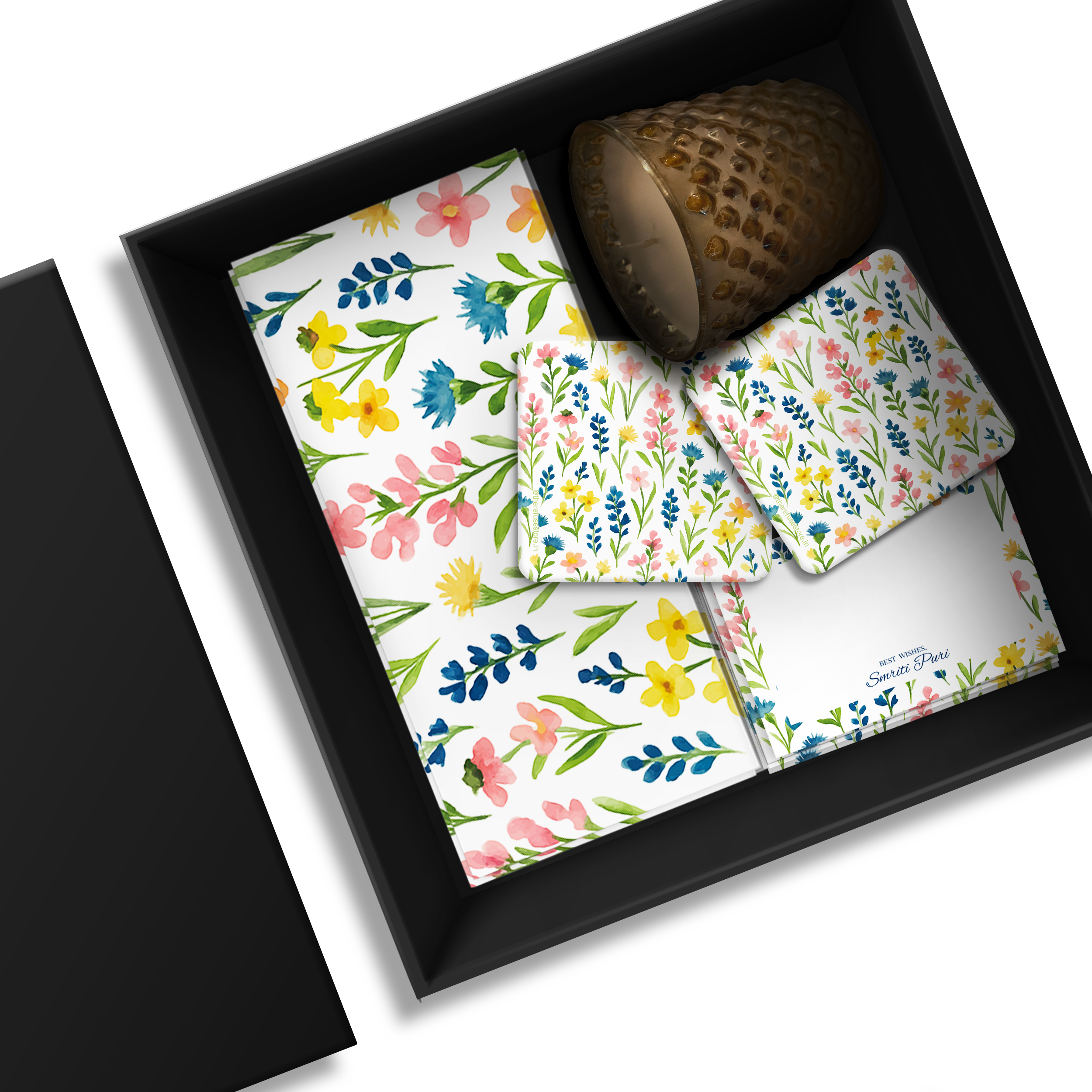 White Multi Floral Personalised Gifting Midi Set with box