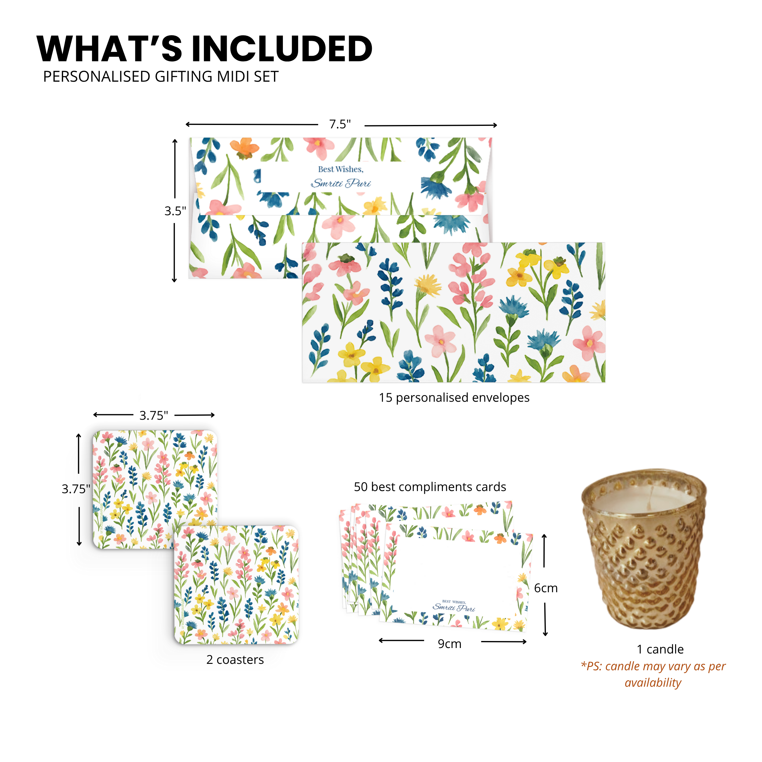 White Multi Floral Personalised Gifting Midi Set