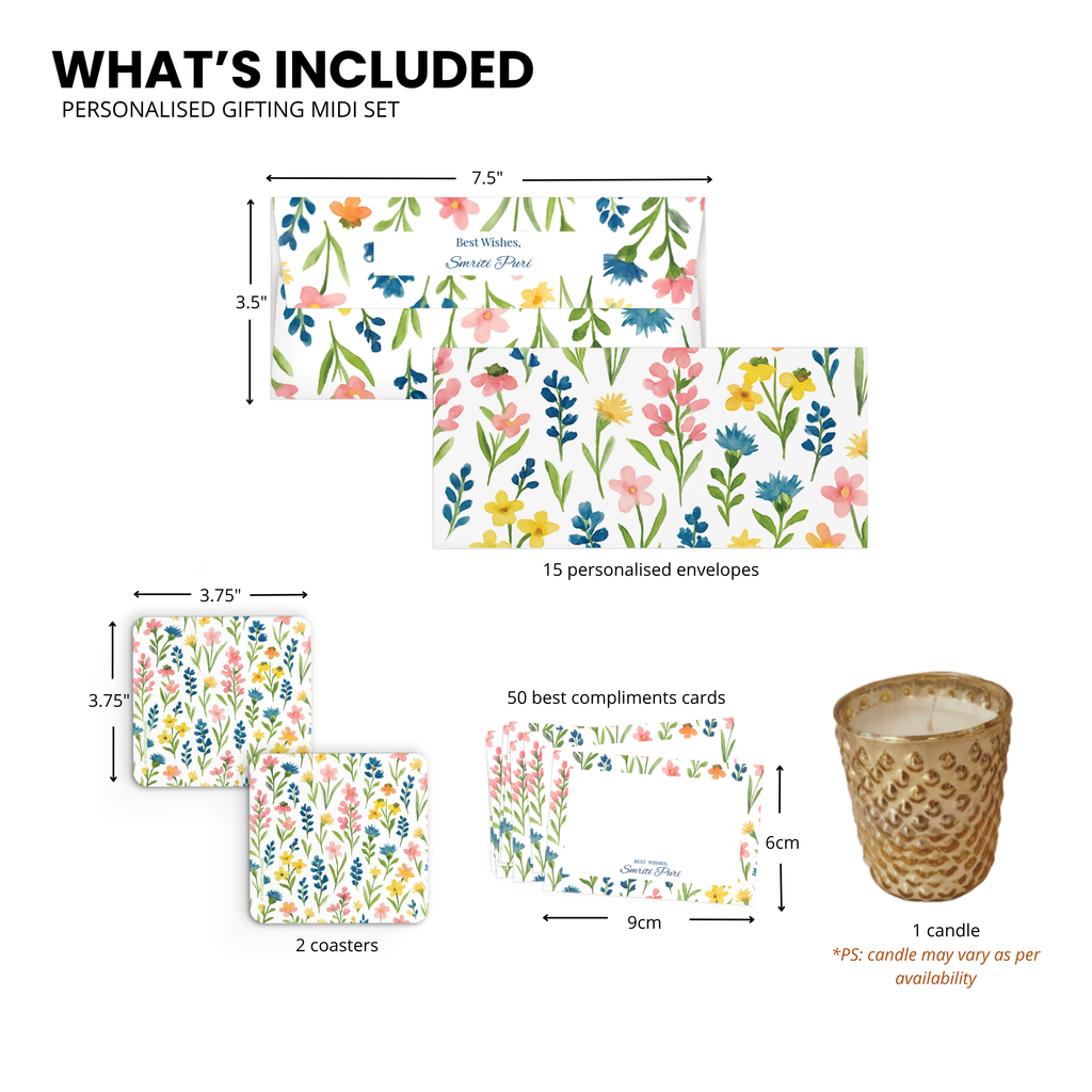 White Multi Floral Personalised Gifting Midi Set