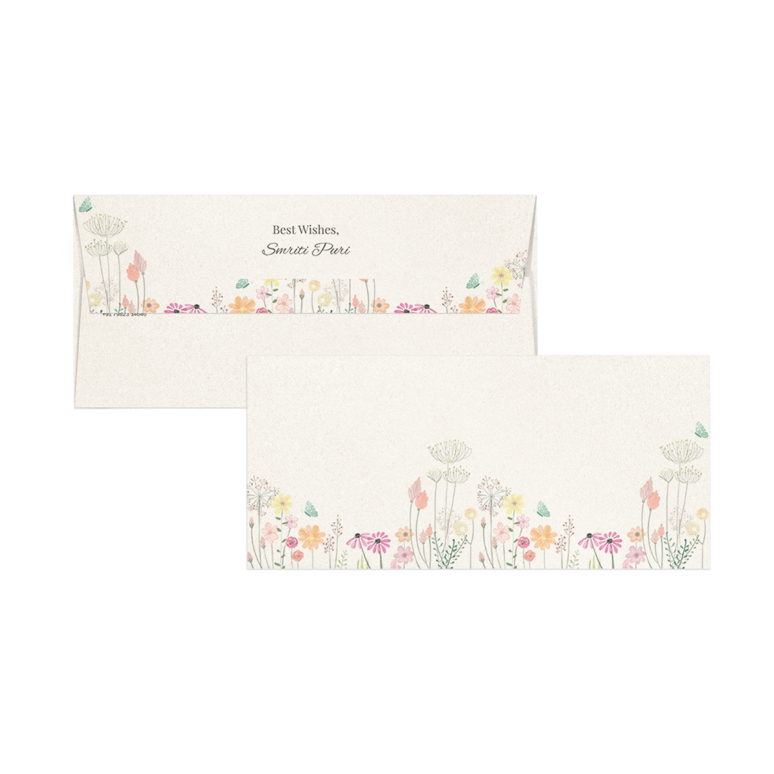 Wildflower Charm Metallic Personalised Money Envelopes