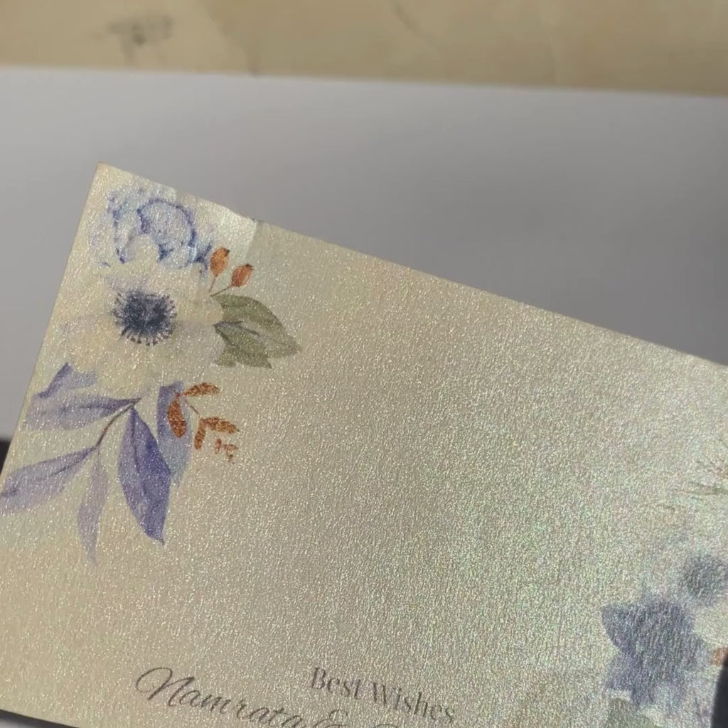 Blue & White Floral Metallic Best Compliments Cards  (Set of 100)