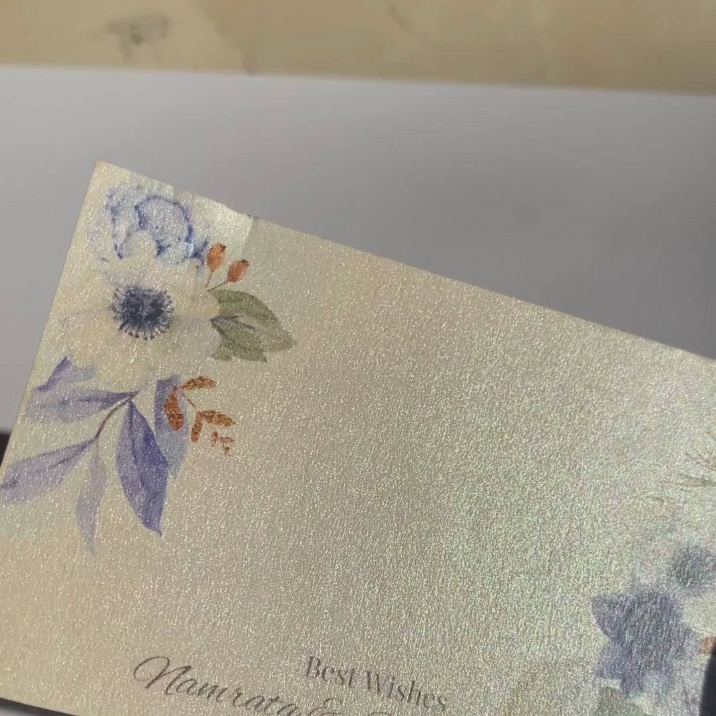 Blue & White Floral Metallic Best Compliments Cards  (Set of 100)