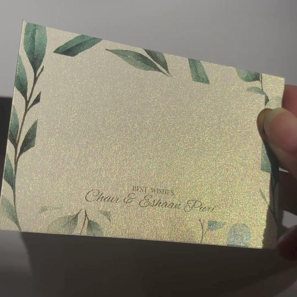 Green Leaves Metallic Best Compliments Cards  (Set of 100)