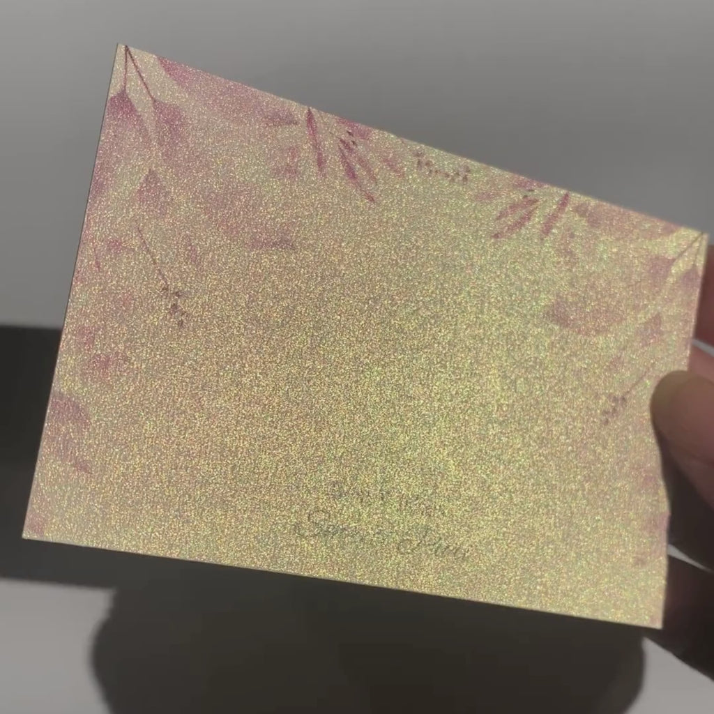 Purple Watercolour Leaves Metallic Best Compliments Cards  (Set of 100)