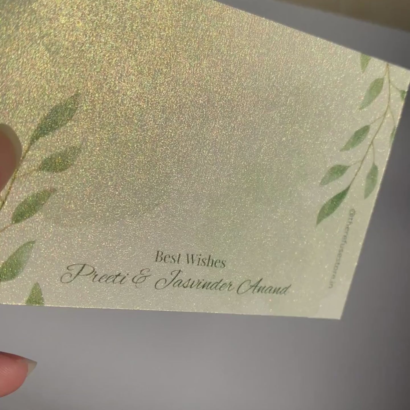 Green Watercolour Leaves Metallic Best Compliments Cards (Set of 100)