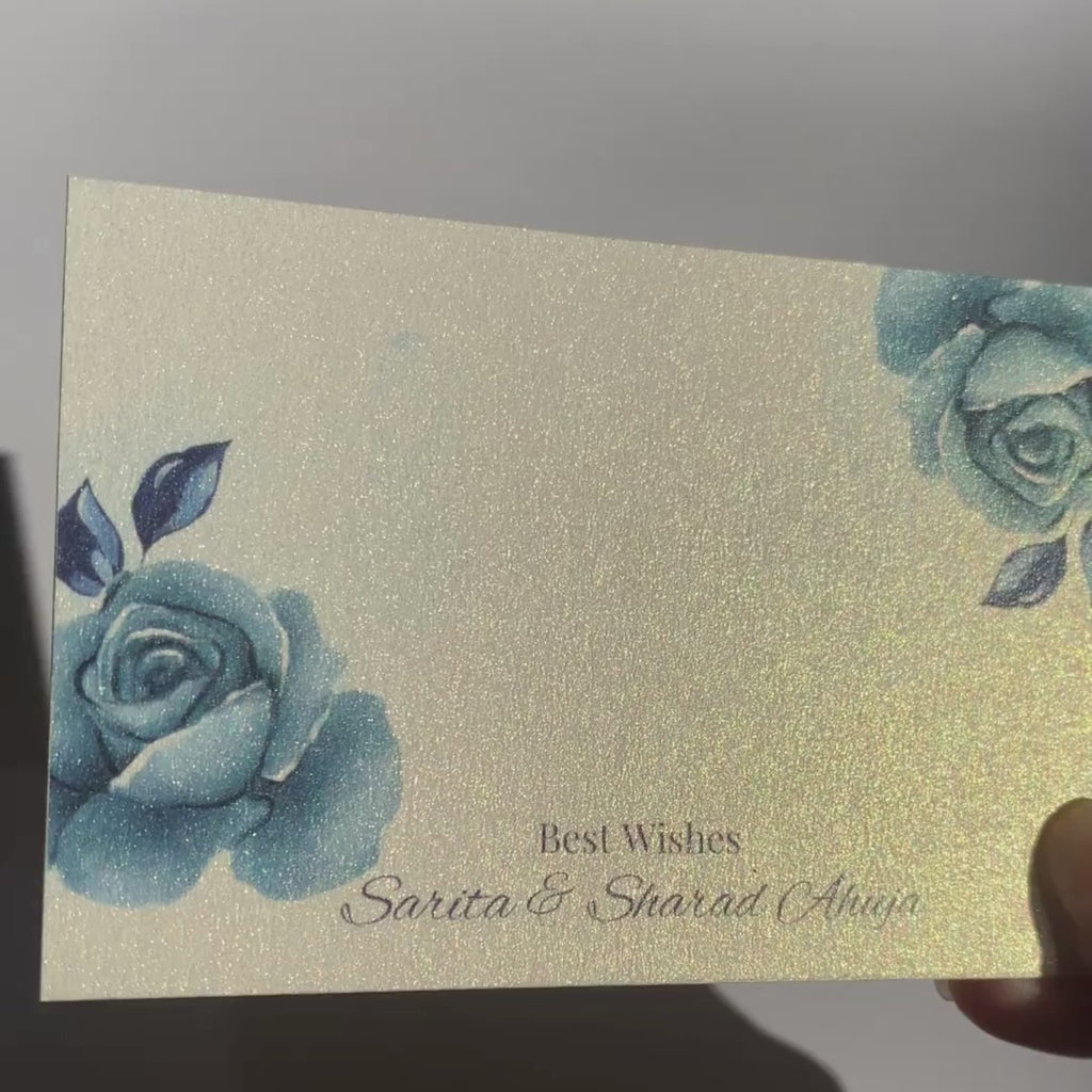 Watercolor Indigo Rose Metallic Best Compliments Cards  (Set of 100)
